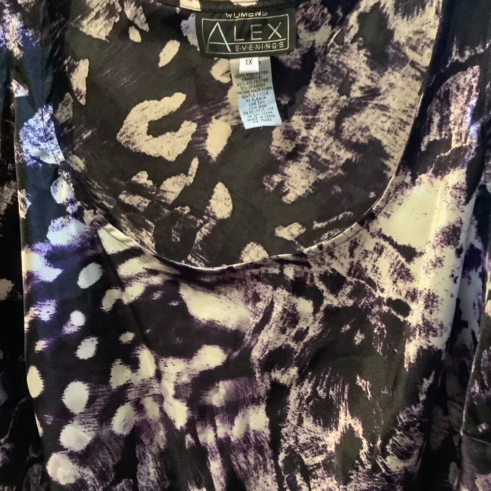 Alex Evening 2 Piece Leopard  Purple, Blk & White blouse w/Jacket - Picture 3 of 5